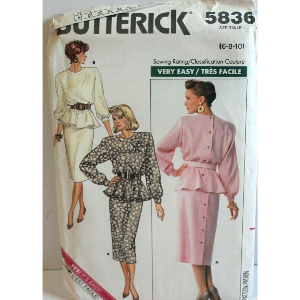Butterick Sewing Pattern 5836 Misses Skirt Top Size 6-10 Petite